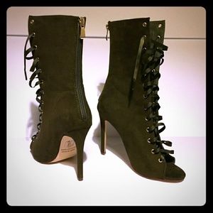 Dark Olive green booted heels